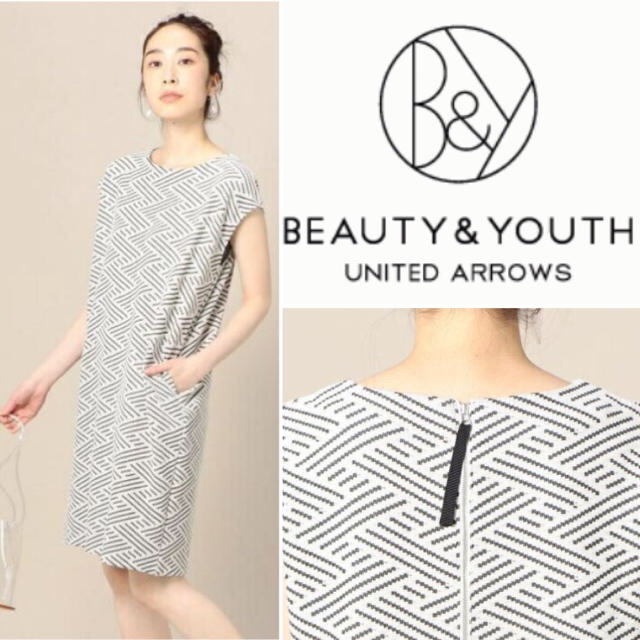 BEAUTY&YOUTH UNITED ARROWS(ビューティアンドユースユナイテッドアローズ)のBEAUTY&YOUTH ジグザグジャカードコクーンワンピース レディースのワンピース(ひざ丈ワンピース)の商品写真