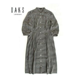 ダックス(DAKS)のダックス DAKS■シフォン シャツワンピース レトロ柄 ロングカーデ(ひざ丈ワンピース)