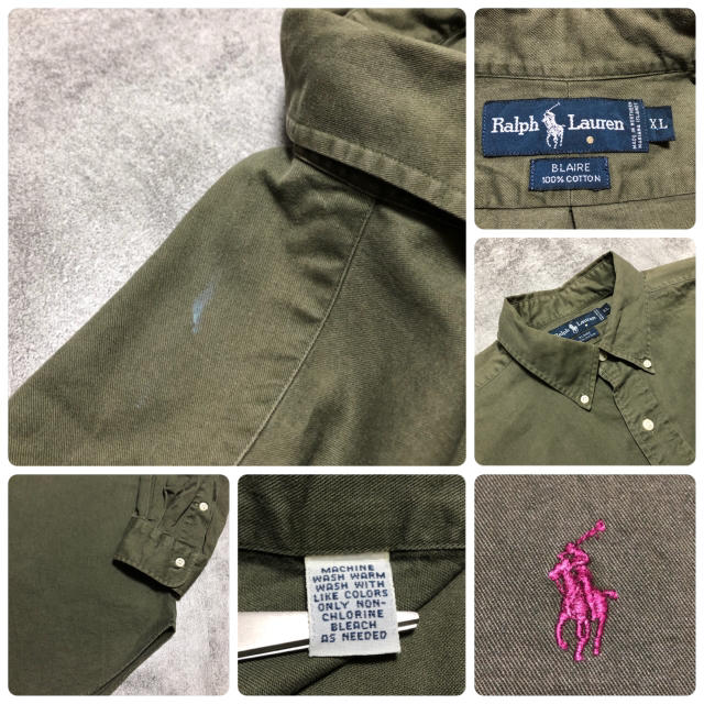 Ralph Lauren(ラルフローレン)の【激レア】ラルフローレン☆ワンポイント刺繍ロゴビッグボタンダウンシャツ 90s メンズのトップス(シャツ)の商品写真