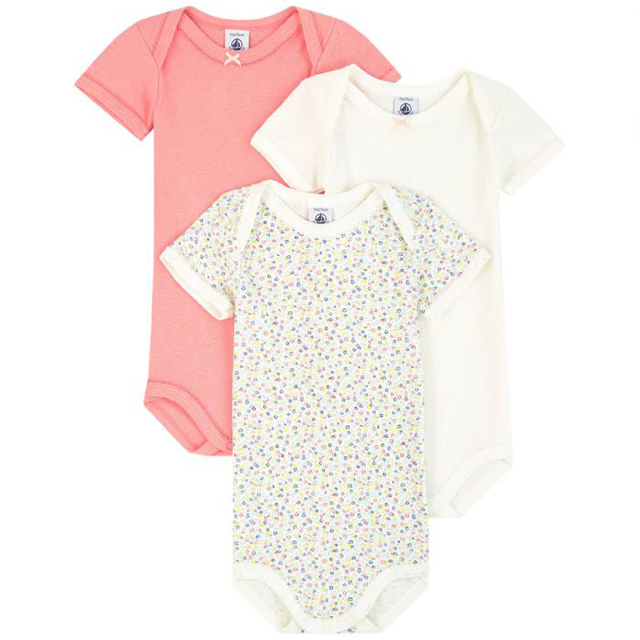 PETIT BATEAU(プチバトー)の新品未使用  プチバトー  半袖ボディ  3枚組  18m  リネン混 キッズ/ベビー/マタニティのベビー服(~85cm)(肌着/下着)の商品写真