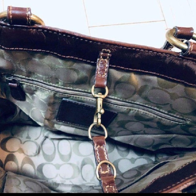 レア✳COACH(コーチ) エナメルトートバッグ ダークブラウン パテントレザー