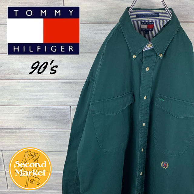 TOMMY HILFIGER(トミーヒルフィガー)の【レア】トミーヒルフィガー 90's ワークシャツ ビンテージ ゆるだぼ メンズのトップス(シャツ)の商品写真