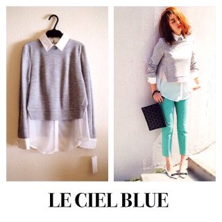 ルシェルブルー(LE CIEL BLEU)の新品♡レア♡スゥェットシフォンブラウス♡(シャツ/ブラウス(長袖/七分))