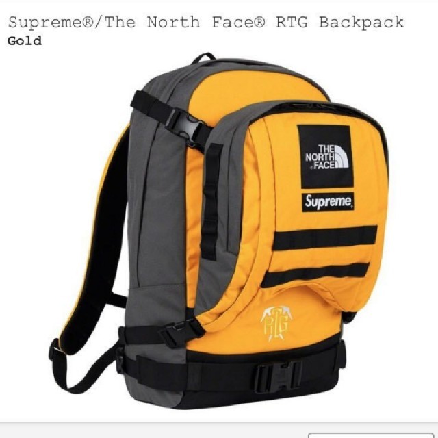 supreme north face RTG backpack goldバッグ