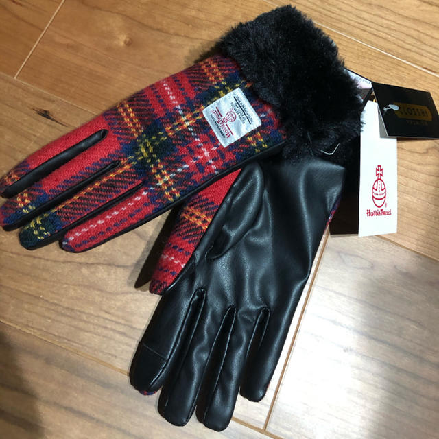 Harris Tweed(ハリスツイード)のハリスツイード　スマホ対応　防風手袋　ファー付き　新品タグ付き レディースのファッション小物(手袋)の商品写真