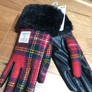 ハリスツイード(Harris Tweed)のハリスツイード　スマホ対応　防風手袋　ファー付き　新品タグ付き(手袋)