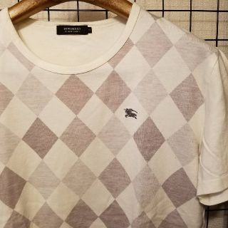 バーバリーブラックレーベル(BURBERRY BLACK LABEL)のBURBERRY BLACK LABEL 刺繍入り アーガイル柄 半袖カットソー(Tシャツ/カットソー(半袖/袖なし))