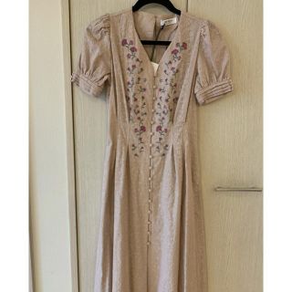 tie front embroidery dress herlipto