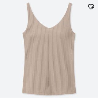 ユニクロ(UNIQLO)のユニクロUNIQLOワイドリブ ブラタンクトップベージュM(タンクトップ)