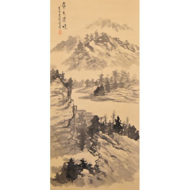 徐学 水墨山水 手巻き画絵巻 在銘 画軸 紙本 書軸 お寺 肉筆 WWKK140 - 書 檣山 人物 山水 手巻き画絵巻 彩色 画軸 紙本 立軸 肉筆 WWKK121