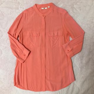 ユニクロ(UNIQLO)の☆used☆送料込☆ユニクロ☆ノーカラー☆レーヨン100☆とろみシャツ☆七分袖(シャツ/ブラウス(長袖/七分))