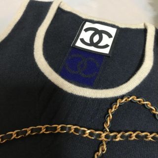 シャネル(CHANEL)のCHANEL 美品♡ワンピース お背中ココマーク カシミヤ 36(ひざ丈ワンピース)