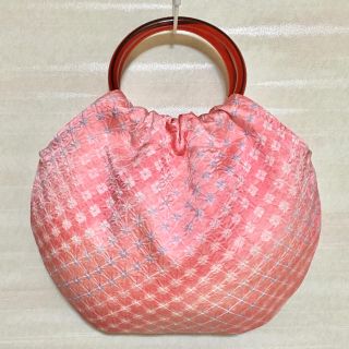 着物リメイクバッグ(小)　絞り　ピンクグラデーション(和装小物)