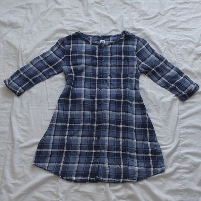 GAP Kids(ギャップキッズ)のGAP 五分袖チェックワンピース(S) キッズ/ベビー/マタニティのキッズ服女の子用(90cm~)(ワンピース)の商品写真