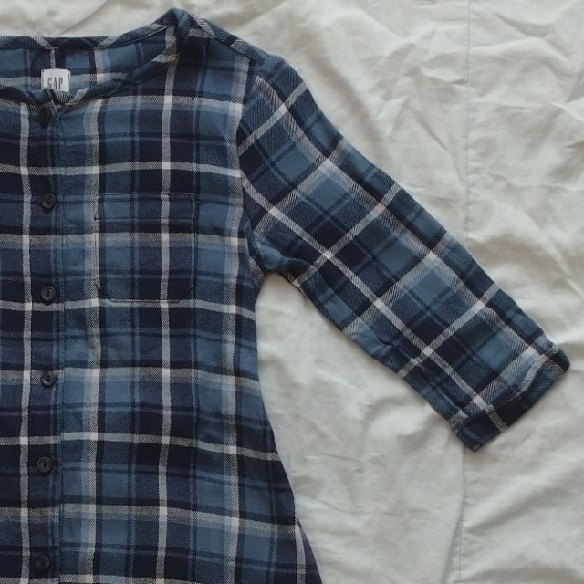 GAP Kids(ギャップキッズ)のGAP 五分袖チェックワンピース(S) キッズ/ベビー/マタニティのキッズ服女の子用(90cm~)(ワンピース)の商品写真