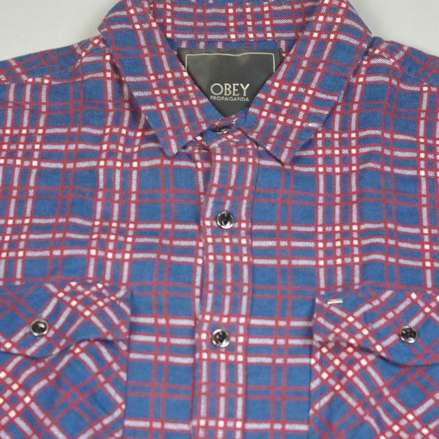 新品 OBEY L/S CHECK BUTTON SHIRTS / RED 1