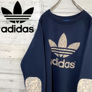 アディダス(adidas)の【レア】アディダスオリジナルス☆ビッグロゴ エルボーパッチ 総柄 スウェット(スウェット)