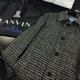 ランバンオンブルー(LANVIN en Bleu)のLANVIN en Bleu グレーチェック チェスターコート(チェスターコート)