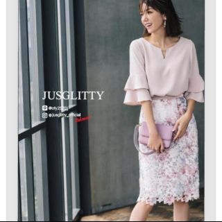 ジャスグリッティー(JUSGLITTY)のJUSGLITTY♡NEWレースプリントタイトスカート(ひざ丈スカート)