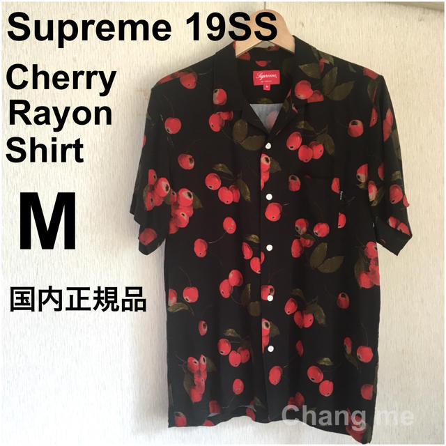 M Supreme 19ss cherry rayon shirt 黒