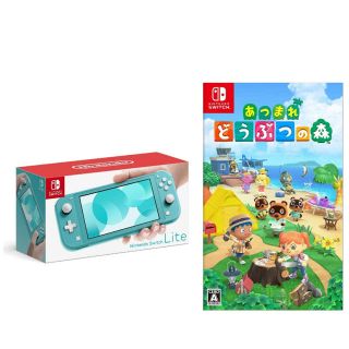 ニンテンドースイッチ(Nintendo Switch)の任天堂スイッチライト ターコイズ どうぶつの森セット 新品未使用(家庭用ゲーム機本体)