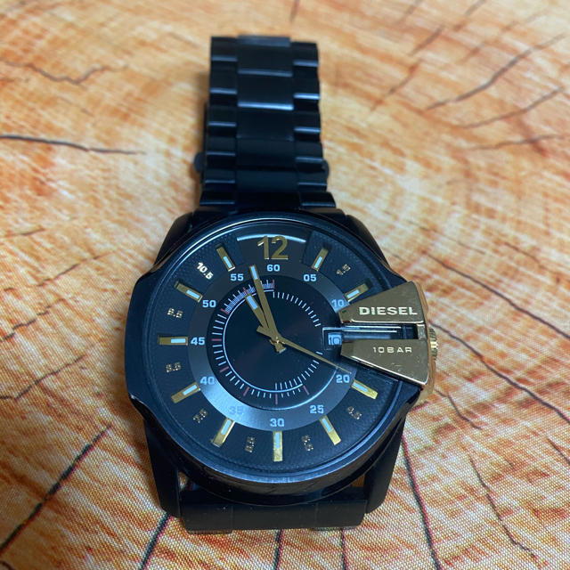美品 DEISEL DZ-1209 電池新品 ディーゼル 腕時計 黒 金
