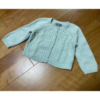 ベビーギャップ(babyGAP)のbaby GAP クルーネック　コットン　カーディガン　80cm グリーン(カーディガン/ボレロ)