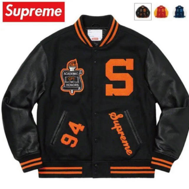 Supreme(シュプリーム)のSupreme Team Varsity Jacket blackシュプリームM メンズのジャケット/アウター(スタジャン)の商品写真