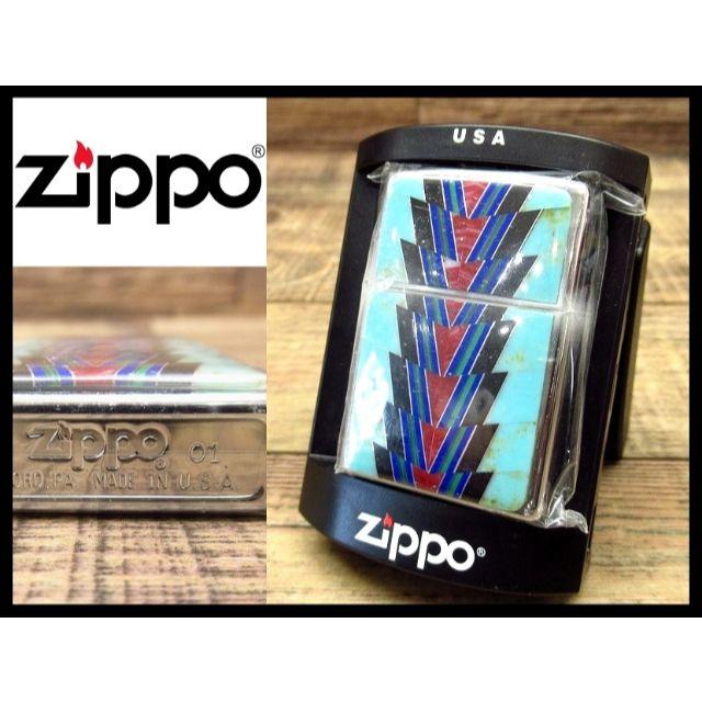 ZIPPO(ジッポー)の希少 新品 ジッポー 2001年製 ズニ族 ターコイズ コーラル 装飾 ライター その他のその他(その他)の商品写真