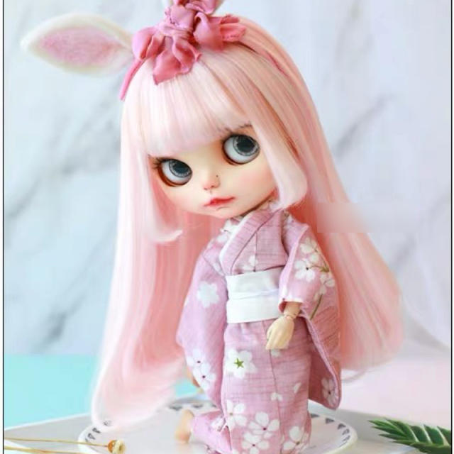 blythe _wm-565クリスタルピンク⭐️チベットラムウィッグ