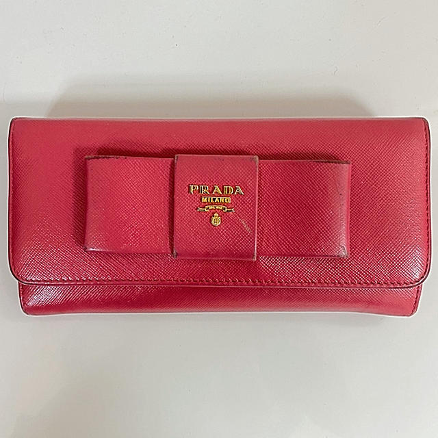 PRADA(プラダ)のむぎ様専用☆PRADA 長財布 サフィアーノ リボン ピンク メンズのファッション小物(長財布)の商品写真