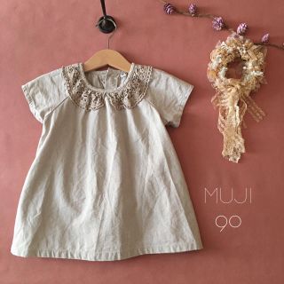 ムジルシリョウヒン(MUJI (無印良品))の無印良品‧˚₊⑅⿻ レース襟リネン混ワンピース*̩̩̥୨୧˖ (ワンピース)