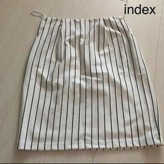 インデックス(INDEX)のindex 白ストライプひざ丈スカート Mサイズ (ひざ丈スカート)
