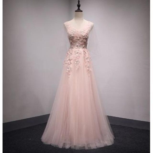 美品！ イブニングドレス 薄ピンク ソフトチュール ロング 可愛い