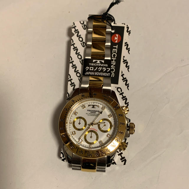 テクノス　新品　腕時計　クォーツ　ゴールド　クロノグラフ　定価35,000円