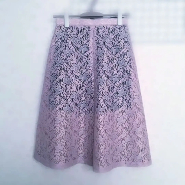 最終値下げ！薄紫ピンクのレーススカート レディースのスカート(ひざ丈スカート)の商品写真
