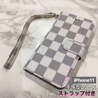 残りわずか✨手帳型iPhone11ケース✨ブロックチェック柄でカジュアルに(iPhoneケース)