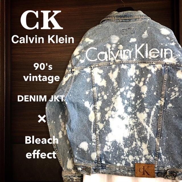 Calvin Klein(カルバンクライン)の【激レア1点物】Calvin klein ブリーチ & バックロゴ デニムJKT メンズのジャケット/アウター(Gジャン/デニムジャケット)の商品写真