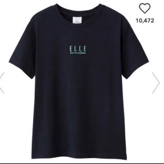 ジーユー(GU)のジーユー ELLE コラボTシャツ ネイビー(Tシャツ(半袖/袖なし))