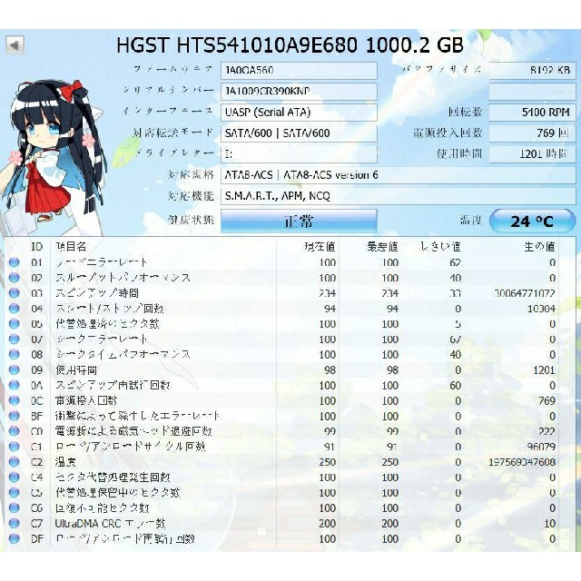 日立(ヒタチ)のHGST 2.5インチ HDD 1TB スマホ/家電/カメラのPC/タブレット(PCパーツ)の商品写真