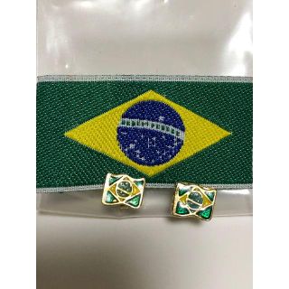 【hoorii様専用】ブラジル 国旗 ピアス(ピアス)