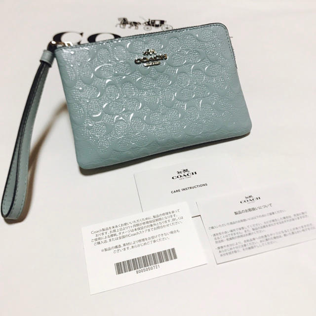 COACH  ポーチ　水色　国内正規品