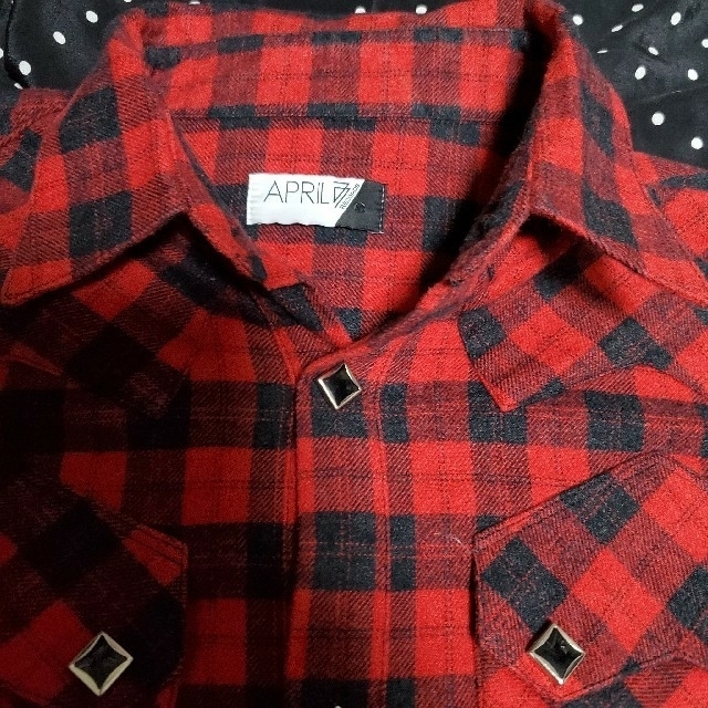APRIL77 赤 黒 レッド ネルシャツ シャツ チェック チェックシャツ