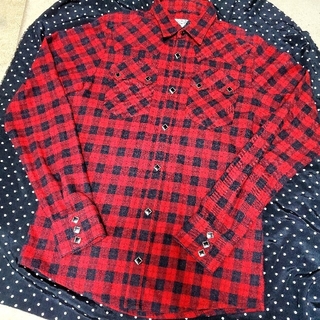APRIL77 赤 黒 レッド ネルシャツ シャツ チェック チェックシャツ