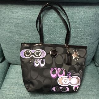 コーチ(COACH)のコーチ　トートバッグ　ブラック　パープル(トートバッグ)