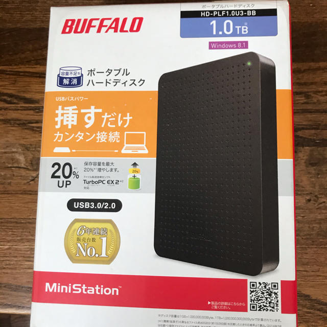Buffalo(バッファロー)の新品未使用　USB3.0 BUFFALO ポータブルHDD 1TB スマホ/家電/カメラのPC/タブレット(PC周辺機器)の商品写真