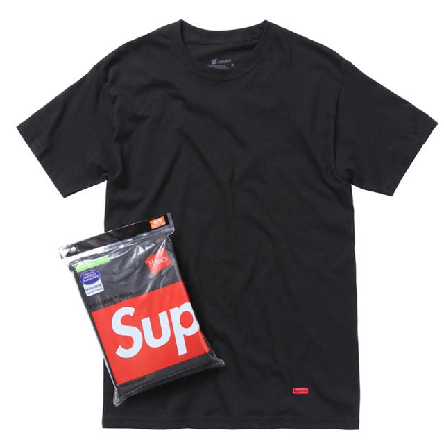 Supreme(シュプリーム)の送料込 新品 3枚セット ブラック Supreme×US Hanes Tシャツ メンズのトップス(Tシャツ/カットソー(半袖/袖なし))の商品写真