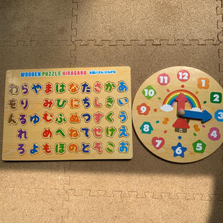 木製　ひらがなパズル　時計(知育玩具)