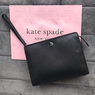 ケイトスペードニューヨーク(kate spade new york)のケイトスペードニューヨーク　クラッチバッグ　新品　レザー　ブラック　フルラ(クラッチバッグ)