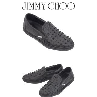 ジミーチュウ(JIMMY CHOO)のジミーチュウGROVE-OMX BLACKミックススタースタッズスリッポン(スリッポン/モカシン)